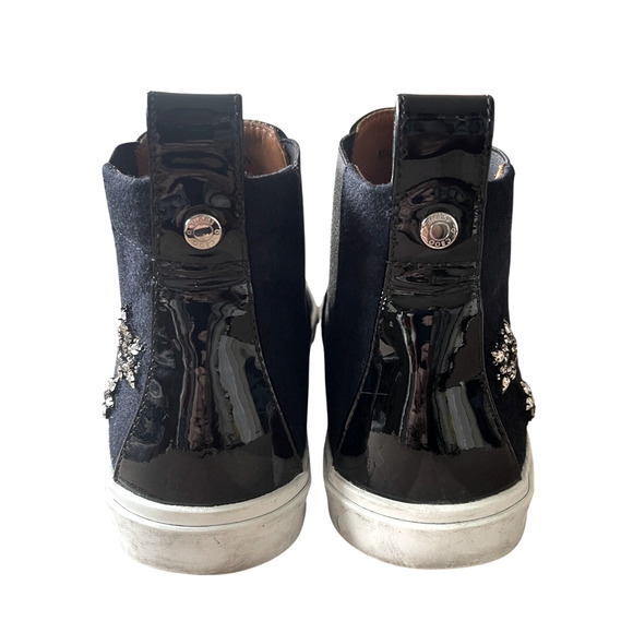 Jimmy Choo 7 Della Rhinestone Crystal Hightop Sneakers Pull On Shoes Gray 37 - Picture 10 of 11